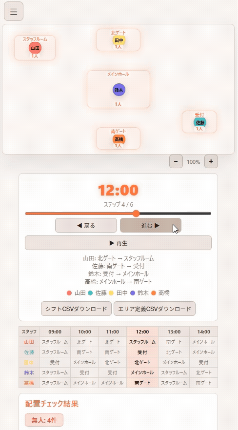 配置ボード — 誰がいつどこにいるか、ひと目でわかる