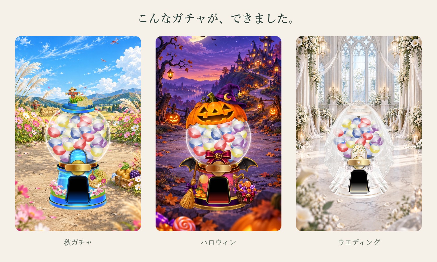 秋・ハロウィン・ウエディングのWebガチャ