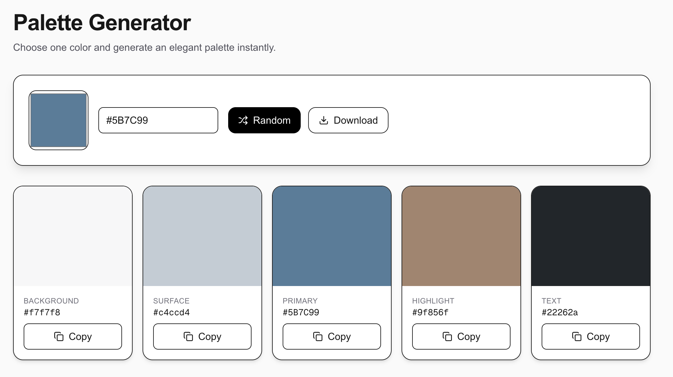 Color Palette generator