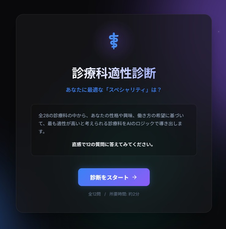 診療科適性診断 for 医学生・研修医