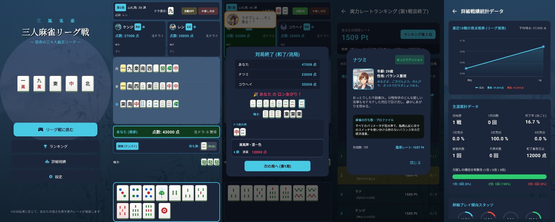 三人麻雀リーグ(Androidアプリ)