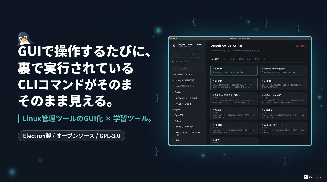 Penguin Control Center (PCC) — LinuxのCLIをGUIで、学びながら管理する