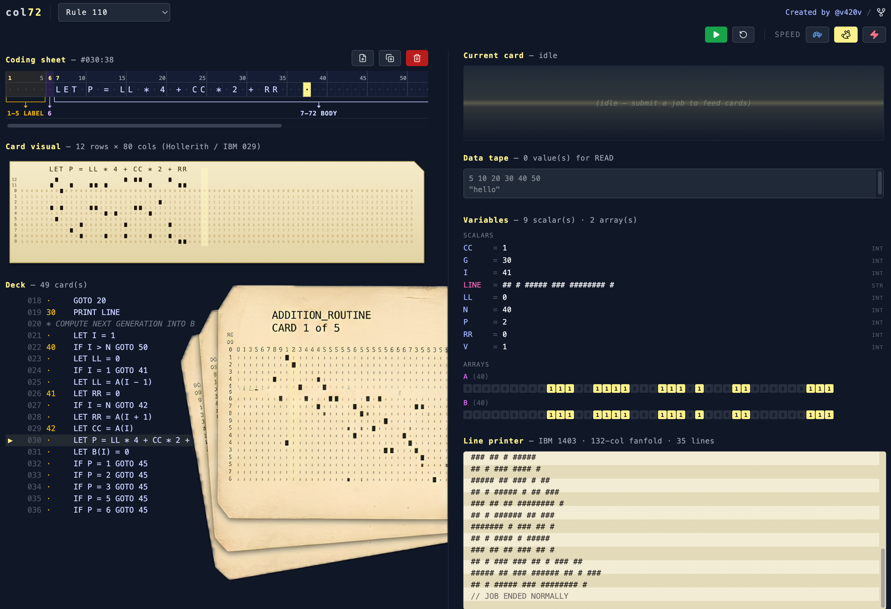 col72 — Punch Card Simulator