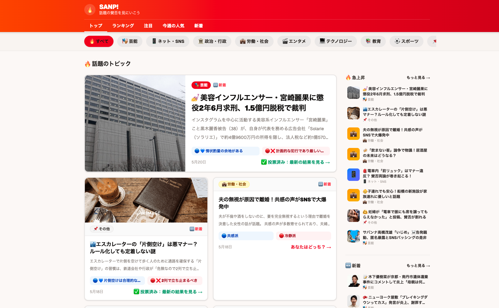 SANP! — 話題の賛否に投票して世論を確認しよう